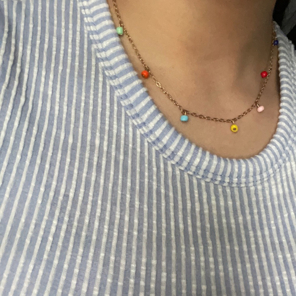 Beaded pastel gold necklace